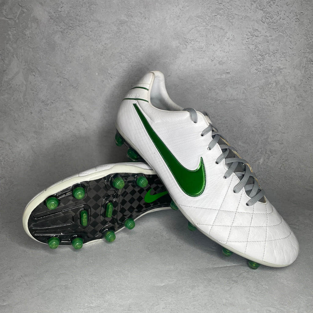 white and green nike football boots
